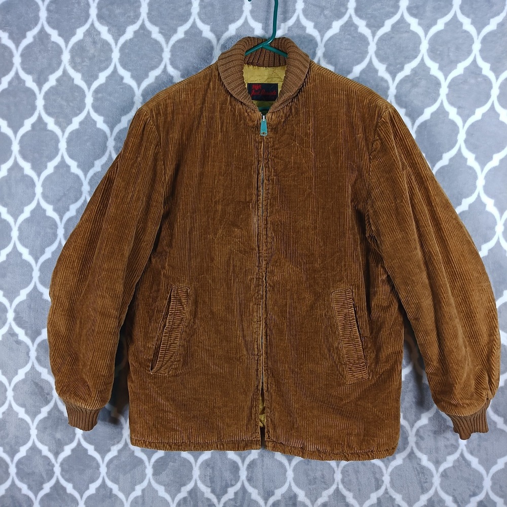 Jack Daniels California Corduroy Jacket Mens Large Brown Quilted Lined Bomber